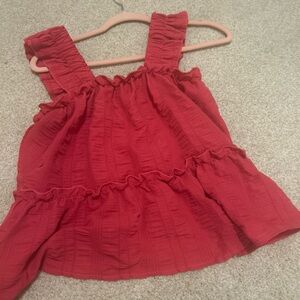 SHEIN Red Ruffle Tiered Tank Top